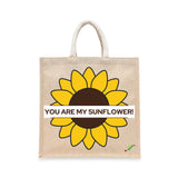 BYFT "You Are My Sunflower" Tote Bag – Bright Floral Graphic Reusable Tote | Eco-Friendly Daily Carry Bag (Set of 1)