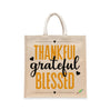 BYFT Inspirational Tote Bag "Thankful Grateful Blessed" Printed Reusable Tote | Eco-Friendly Daily Carry Bag (Set of 1)