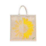 BYFT Artistic Sunflower Tote Bag – Dual-Nature Sun & Sunflower Printed Reusable Tote | Eco-Friendly Daily Carry Bag (Set of 1)