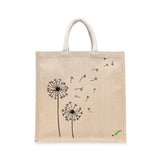 BYFT Aesthetic Nature Line Art Tote Bag – Dandelion Printed Reusable Tote | Eco-Friendly Daily Carry Bag (Set of 1)