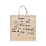 BYFT Inspirational Quote Tote Bag – “To Go Where the Wind Takes You” Reusable Tote | Eco-Friendly Daily Carry Bag (Set of 1)