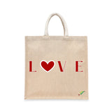 BYFT Love Heart Printed Tote Bag – Romantic Red Heart Reusable Tote | Eco-Friendly Daily Carry Bag (Set of 1)