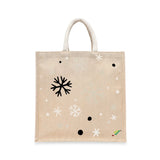 BYFT Winter Snowflakes Tote Bag – Minimalist Festive Snowflake Cluster Printed Reusable Tote | Eco-Friendly Daily Carry Bag (Set of 1)