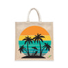 BYFT Retro Sunset & Palms Tote Bag Vintage Tropical Beach Printed Reusable Tote | Eco-Friendly Daily Carry Bag (Set of 1)