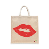 BYFT Red Lip Signature Tote Bag – Iconic Red Kiss Printed Reusable Tote | Eco-Friendly Daily Carry Bag (Set of 1)