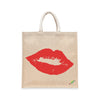 BYFT Red Lip Signature Tote Bag Iconic Red Kiss Printed Reusable Tote | Eco-Friendly Daily Carry Bag (Set of 1)