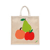 BYFT Vibrant Fruit Stack Tote Bag Artistic Apple, Pear & Peach Printed Reusable Tote | Eco-Friendly Daily Carry Bag (Set of 1)