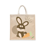 BYFT Adorable Bunny Tote Bag – Brown Rabbit & Carrot Reusable Tote | Eco-Friendly Daily Carry Bag (Set of 1)