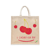 BYFT Whimsical Fruit Tote Bag – “I Cherry-ish You” Artistic Printed Reusable Tote | Eco-Friendly Daily Carry Bag (Set of 1)