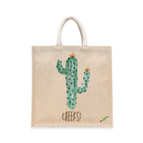 BYFT Aesthetic Desert Tote Bag – “Cactus Cheers!” Bloom Printed Reusable Tote | Eco-Friendly Everyday Carry Bag (Set of 1)