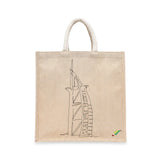 BYFT Minimal Line Art Tote Bag – “Burj Al Arab” Iconic Architecture Printed Tote | Reusable Everyday Carry (Set of 1)