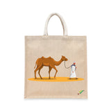 BYFT The Desert Nomad Tote Bag – Arabian Camel & Nomad Printed Reusable Tote | Eco-Friendly Daily Carry Bag (Set of 1)