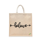 BYFT Minimalist Motivational Tote Bag Believe, Inspirational Printed Reusable Tote Everyday Eco-Friendly Carry Set of 1