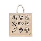 BYFT Coastal Shell Tote Bag – “Ocean Gems” Nautical Reusable Tote | Eco-Friendly Daily Carry Bag (Set of 1)