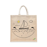 BYFT Nautical Adventure Tote Bag – “Ocean Dreams” Sailboat & Dolphin Printed Reusable Tote | Eco-Friendly Daily Carry Bag (Set of 1)