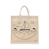 BYFT Nautical Adventure Tote Bag "Ocean Dreams" Sailboat & Dolphin Printed Reusable Tote | Eco-Friendly Daily Carry Bag (Set of 1)
