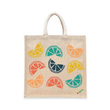 BYFT Vibrant Fruit Tote Bag – Colorful Citrus Slice Printed Reusable Tote | Eco-Friendly Daily Carry Bag (Set of 1)