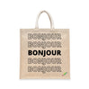 BYFT Typography Tote Bag "Bonjour"� Minimal Text Printed Tote | Reusable Everyday Carry (Set of 1)