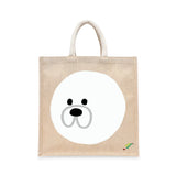 BYFT Minimalist Cute Puppy Tote Bag – Mochi Dog Reusable Tote | Eco-Friendly Daily Carry Bag (Set of 1)