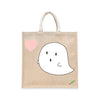 BYFT Cute Illustration Tote Bag "Boo"� Minimal Ghost Printed Tote | Reusable Everyday Carry (Set of 1)