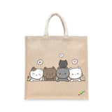 BYFT Adorable Feline Friends Tote Bag – Cute Kitty Printed Reusable Tote | Eco-Friendly Daily Carry Bag (Set of 1)