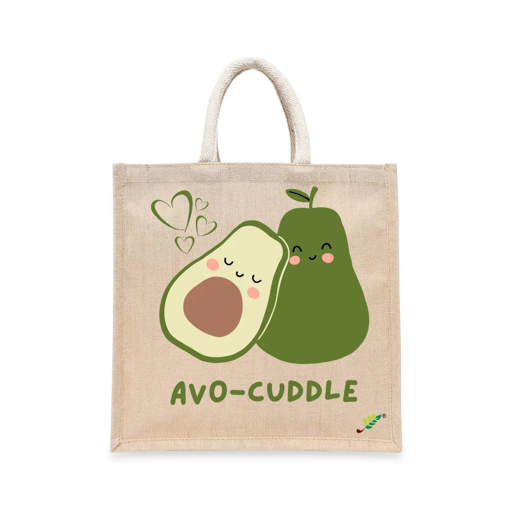 BYFT Cute Tote Bag "Avo-Cuddle", Fun Printed Reusable Tote Eco-Friendly Daily Carry Set of 1