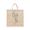 BYFT Minimalist Art Tote Bag "Blossom Muse"� Elegant Line Art Printed Tote | Reusable Everyday Carry (Set of 1)
