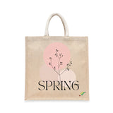 BYFT Spring Floral Tote Bag – Elegant Botanical "Spring" Printed Reusable Tote | Eco-Friendly Daily Carry Bag (Set of 1)