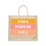 BYFT Motivational Tote Bag "Be Positive Today", Inspirational Printed Reusable Tote Everyday Eco-Friendly Carry Set of 1
