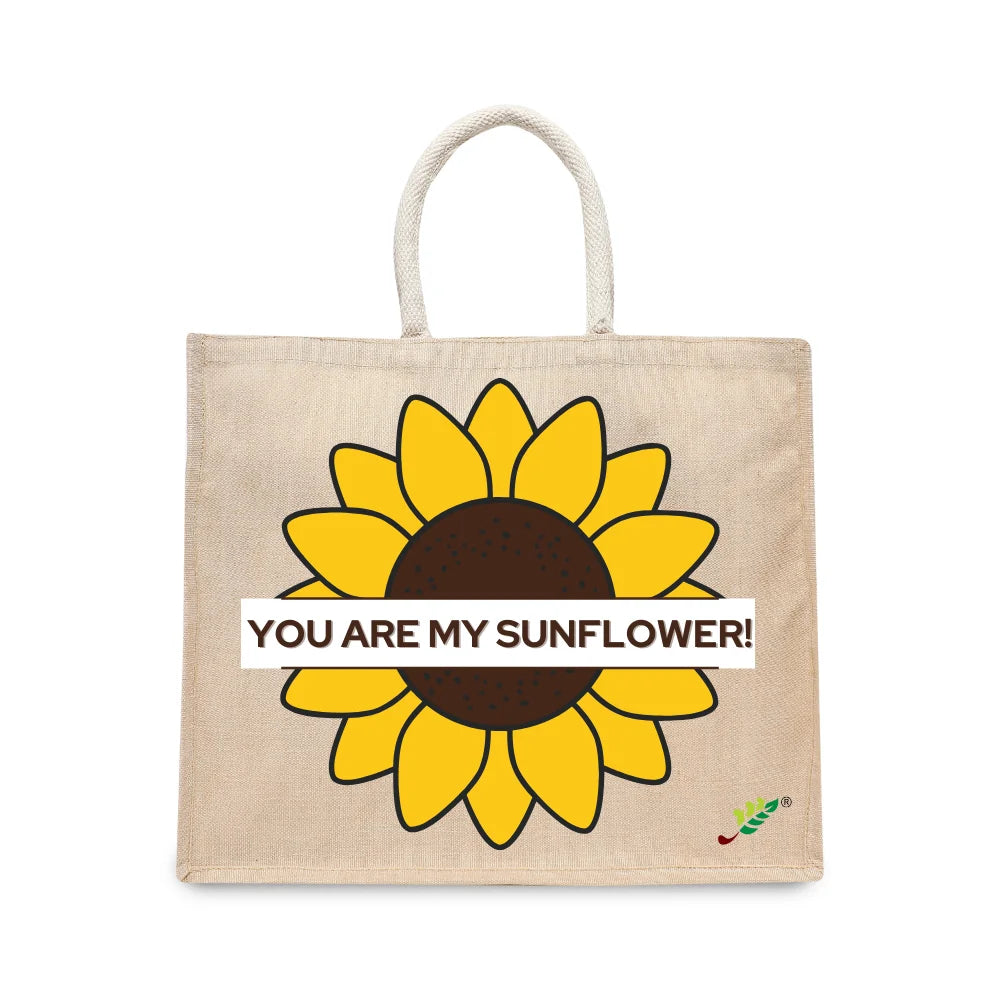 BYFT "You Are My Sunflower" Tote Bag – Bright Floral Graphic Reusable Tote | Eco-Friendly Daily Carry Bag (Set of 1)