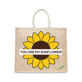 BYFT "You Are My Sunflower" Tote Bag – Bright Floral Graphic Reusable Tote | Eco-Friendly Daily Carry Bag (Set of 1)