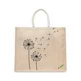 BYFT Aesthetic Nature Line Art Tote Bag – Dandelion Printed Reusable Tote | Eco-Friendly Daily Carry Bag (Set of 1)
