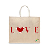 BYFT Love Heart Printed Tote Bag – Romantic Red Heart Reusable Tote | Eco-Friendly Daily Carry Bag (Set of 1)