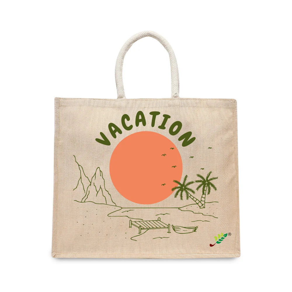 BYFT Tropical Vacation Tote Bag – Scenic Island Getaway Printed Reusable Tote | Eco-Friendly Daily Carry Bag (Set of 1)