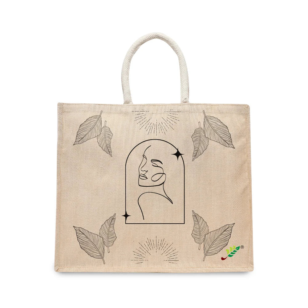BYFT Artistic Face Tote Bag – “Quiet Muse” Celestial Reusable Tote | Eco-Friendly Daily Carry Bag (Set of 1)