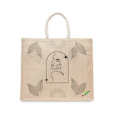 BYFT Artistic Face Tote Bag – “Quiet Muse” Celestial Reusable Tote | Eco-Friendly Daily Carry Bag (Set of 1)
