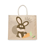 BYFT Adorable Bunny Tote Bag – Brown Rabbit & Carrot Reusable Tote | Eco-Friendly Daily Carry Bag (Set of 1)
