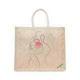BYFT Minimalist Art Tote Bag – “Blush Muse” Elegant Line Art Printed Tote | Reusable Everyday Carry (Set of 1)