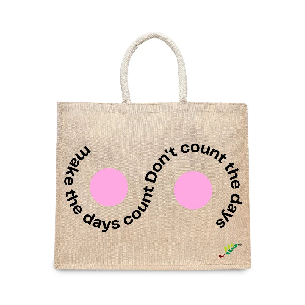 BYFT Inspirational Tote Bag – “Make the Days Count” Printed Reusable Tote | Eco-Friendly Daily Carry Bag (Set of 1)
