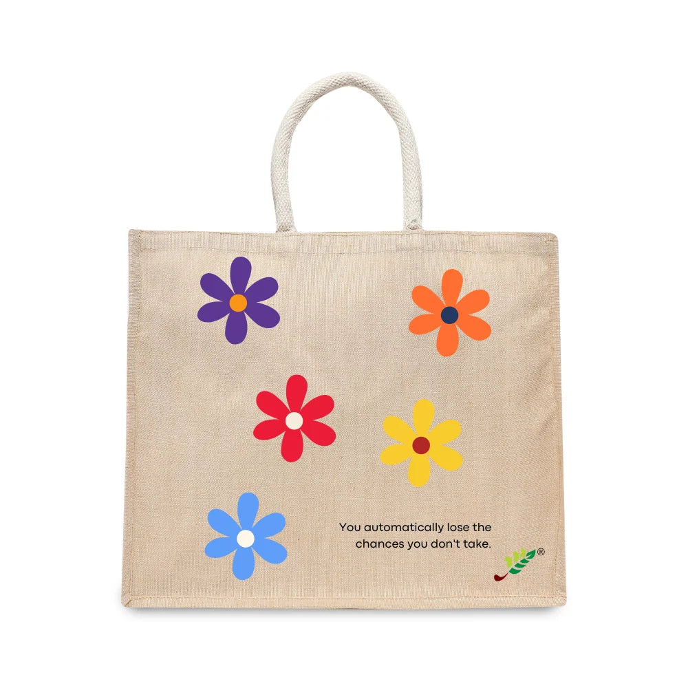 BYFT Inspirational Floral Tote Bag – “Bloom” Motivational Printed Tote | Reusable Everyday Carry (Set of 1)