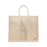 BYFT Minimal Line Art Tote Bag – “Burj Al Arab” Iconic Architecture Printed Tote | Reusable Everyday Carry (Set of 1)