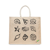 BYFT Coastal Shell Tote Bag – “Ocean Gems” Nautical Reusable Tote | Eco-Friendly Daily Carry Bag (Set of 1)