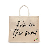 BYFT Summer Vibes Tote Bag – “Fun in the Sun!” Script Printed Reusable Tote | Eco-Friendly Daily Carry Bag (Set of 1)