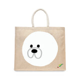 BYFT Minimalist Cute Puppy Tote Bag – Mochi Dog Reusable Tote | Eco-Friendly Daily Carry Bag (Set of 1)