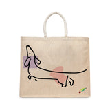 BYFT Dachshund Art Tote Bag – “The Stretch Sketch” Minimalist Dog Reusable Tote | Eco-Friendly Daily Carry Bag (Set of 1)