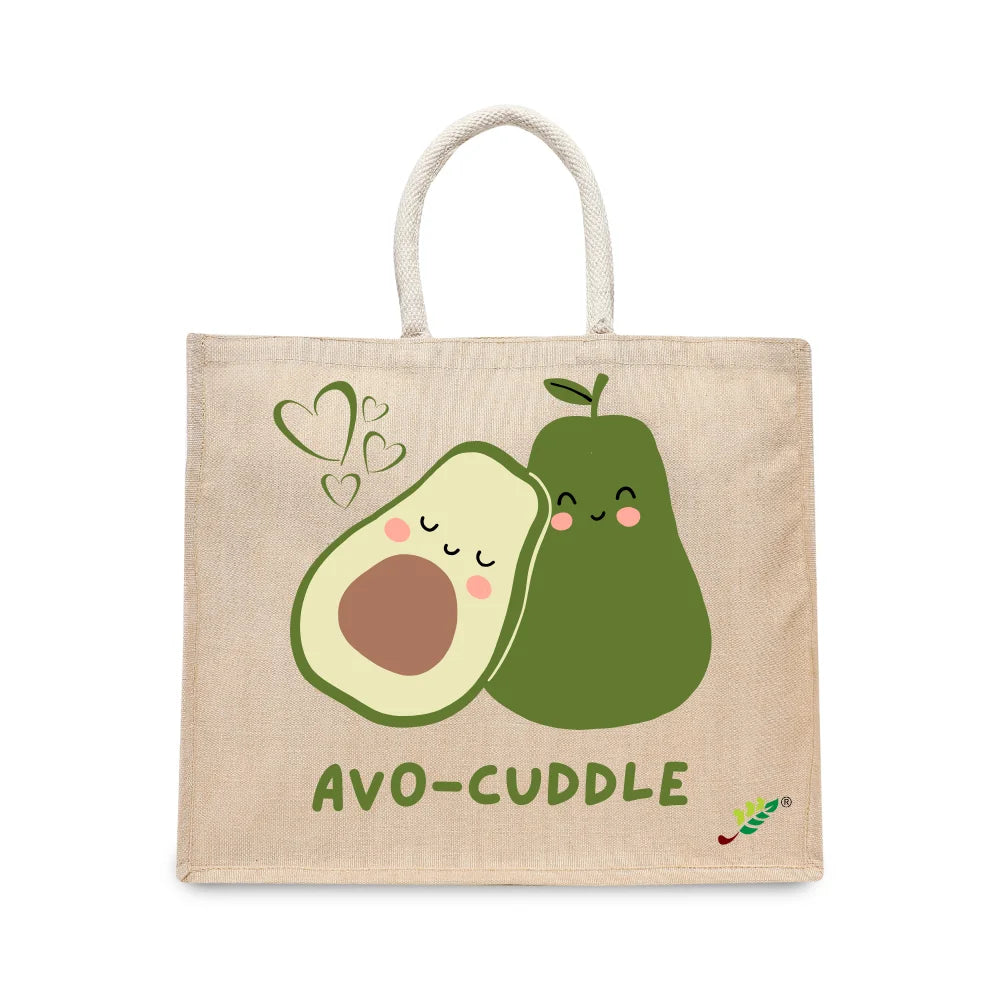 BYFT Cute Tote Bag "Avo-Cuddle", Fun Printed Reusable Tote Eco-Friendly Daily Carry Set of 1