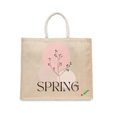 BYFT Spring Floral Tote Bag – Elegant Botanical "Spring" Printed Reusable Tote | Eco-Friendly Daily Carry Bag (Set of 1)