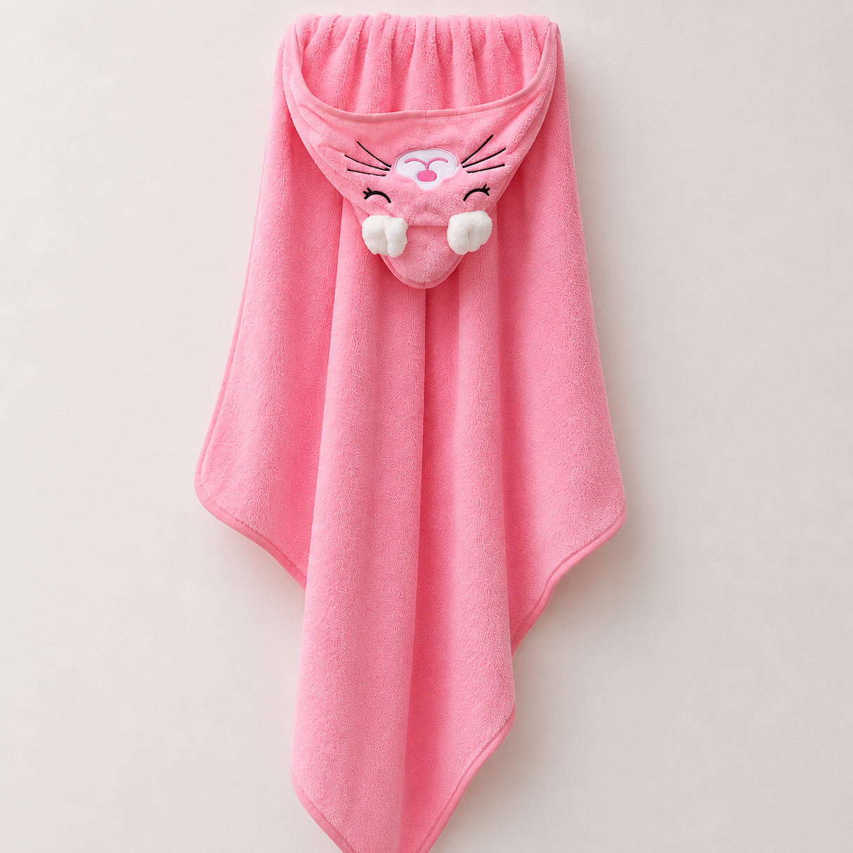BYFT Daffodil Microfiber Baby Bath Towel with Hood Pink 80 x 80 Cm , Suitable for Infants Aged 0-2 Years, Set of 01