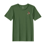 BYFT Threads Embroidered For You T-Shirt - Flamingo with Baby Flamingo Design