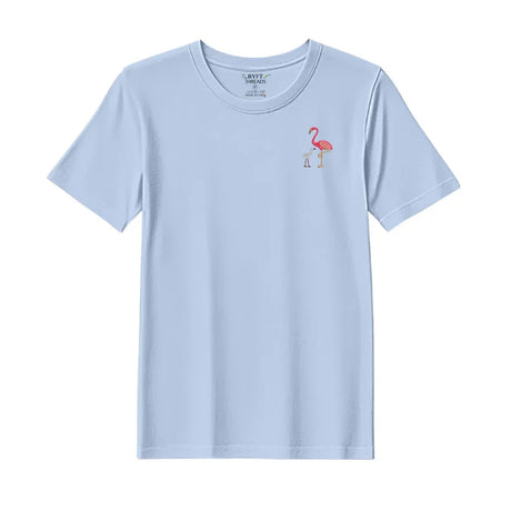 BYFT Threads Embroidered For You T-Shirt - Flamingo with Baby Flamingo Design